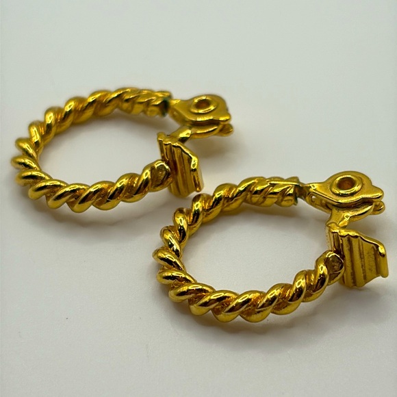 Monet Gold Twisted Hoop 3/4” Earrings - Picture 1 of 6